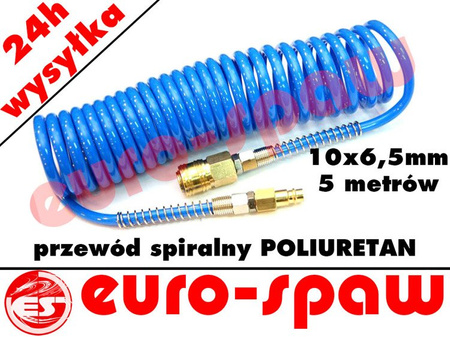 Wąż spiralny poliuretan 10x6.5 - 5m szybkozłącza