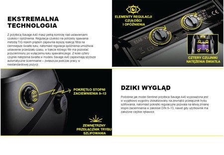 Przyłbica automatyczna Esab Savage A40 żółta True