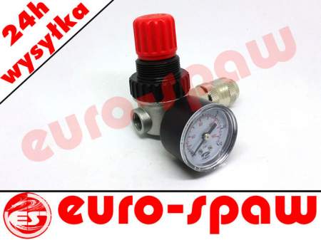 Reduktor 1/4" do sprężarki z manometrem 40mm i szybkozłączką TYP26