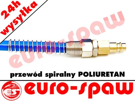 Wąż spiralny poliuretan 12x8-10m z szybkozłączami 