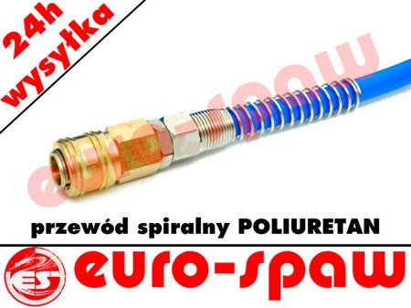 Wąż spiralny poliuretan 12x8-10m z szybkozłączami 