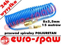 Wąż spiralny poliuretan 8x5.5-15 z szybkozłączami 